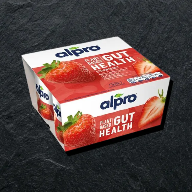 Alpro — o‘simlik yogurti, qulupnay
