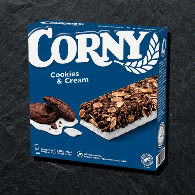 Corny — donli batonchik, pechenye va krem